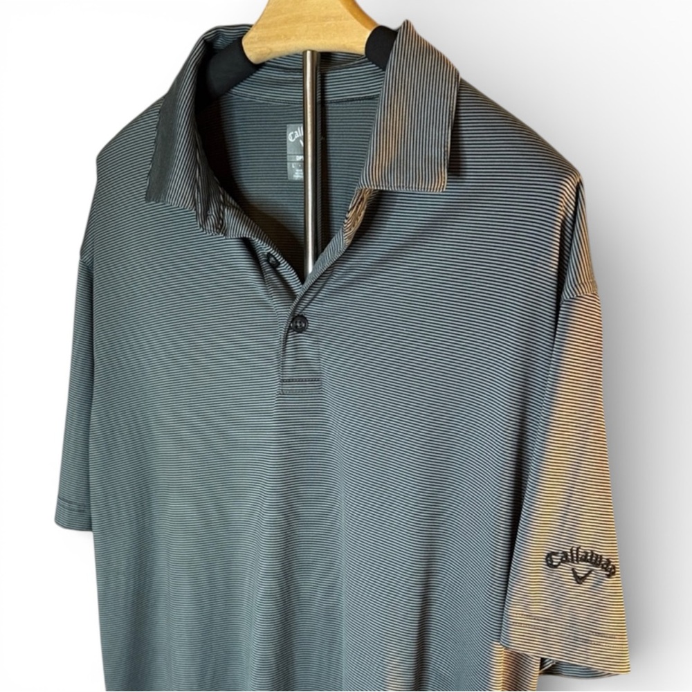 Callaway Men's Striped Gray Opti-Dri Polo Shirt